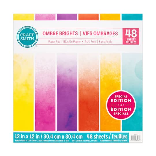 Craft Smith Ombre Brights Paper Pad, 12&#x22; x 12&#x22;